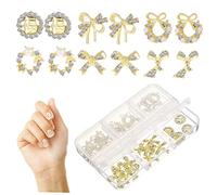 Veemoon 30 pièces Charms Ongles Métalliques Délicats Décorations Nail Art Accessoires Manucure avec Boîte de Rangement