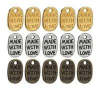 Veemoon 360 Pièces Pendentif Breloque en Alliage Léger 1.10x0.80x0.10cm Gravé Lettres Faits avec Amour Accessoires DIY pour Création de Bijoux sur Bracelets et Boucles Couleur Aléatoire