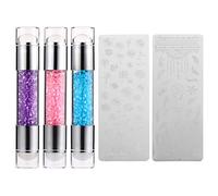 Veemoon 3ensembles Tampons et Raclettes pour Nail Art DIY Fournitures de Manucure Outils de Création pour Ongles