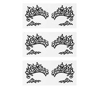 Veemoon 3Paires Autocollants de Maquillage pour Yeux Tissu Noir Dentelle de Temporaires pour Look et Mystérieux Réutilisables et Auto Adhésifs