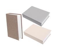 Veemoon 3pièces Boîtes Décoratives Lin Boîte De Rangement De Vide Pour Étagère Bibliothèque Décoratif Accessoire