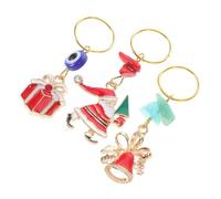 Veemoon 3pièces Ornements De Cheveux Noël Lot De Père Noël Cloche Boîte Cadeau Breloque Pendante Pour Tresses Porte-clés Décorations Dreadlocks