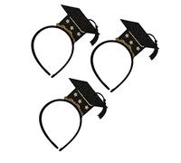 Veemoon 3pièces Serre-tête Pailleté pour Remise de Diplômes Accessoire de Coiffure pour Fête de Fin Études Lot de Mini Chapeaux de Docteur Doré