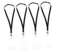 Veemoon 4 ensembles Lot de Porte-badges Multifonction avec Lanière Porte-cartes Double Face Transparent PVC Protection Pratique pour Cartes Identité et Badges de Travail