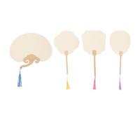 Veemoon 4 Éventails en Papier à Peindre Traditionnels Beige, 4 Pièces, Pliables à Main en Bois et Papier Épais, Décoration Vintage pour Cérémonie D'été Couleur Aléatoire