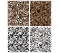 Veemoon 4 feuilles Film de Transfert Thermique Léopard PU Résistant Chaleur pour Vêtements Adhésif Flexible et Extensible Shirts Casquettes et Accessoires de Mode Couleur Aléatoire