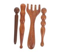 Veemoon 4 Pièces Bâton De Massage Bois De Massage Par Grattage Gua Sha Pour Corps Visage Et Marron