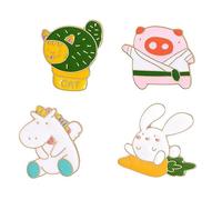 Veemoon 4 Pièces Broche Émail Animal De Dessin Animé Lapin Épingle à Épingle En Émail Mignon Épinglette Animaux Bonjour Goupille