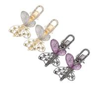 Veemoon 4 Pièces Butterfly Hair Clips French Vintage Style Rhinestone Hair Barrettes For Women Lightweight Elegant Hairpins For Weddings Parties Daily Wear