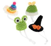 Veemoon 4 Pièces Chapeau Décoratif Ajustable pour Petits Animaux en Fibre Polyacrylique, Costume Festif pour Hamster et Reptiles, pour Portraits de Famille et Fêtes de Noël