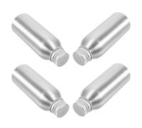 Veemoon 4 Pièces Contenant D’échantillons de Maquillage Vide, Flacon Cosmétique en Aluminium Argenté 100 Ml/3,38 Oz, Étanche, pour Huiles Essentielles, Voyage et Routines Quotidiennes,