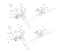 Veemoon 4 Pièces Épingle à Cheveux Mariée Ornement Perlé et U-forme Accessoires Coiffure Noces Élégants pour Femmes Ornements Floraux pour Demoiselles d'Honneur et Coiffures Chic