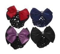 Veemoon 4 Pièces Filet à Chignon Élastique avec Nœud Accessoires Coiffure Barrette et Filet de Cheveux pour Travail Couvre-chignon Sécurisé et Confortable