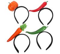 Veemoon 4 Pièces Halloween Headband Set Pumpkin Carrot Pepper Plastic Food Hairband Women Cosplay Costume Party Accessory