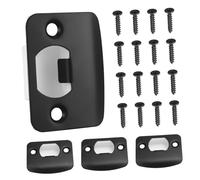 Veemoon 4 Pièces Kit de Plaques de Renfort pour Porte Extérieure Noir Couvre Pêne D Type avec Vis Installation Facile et Robuste pour Sécurité Renforcée