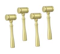 Veemoon 4 pièces Marteau de Juge Bois Gavel Denchères et Accessoire de Jeu de Rôle pour Garçon Fille et Cosplay Marteau de Tribunal Décoratif Doré