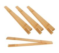 Veemoon 4 pièces Pinces Bambou Anti-brûlure pour Service et Barbecue Lot de Pinces à Steak et Aliments Outils de Cuisine Résistants Chaleur pour Buffet et Cérémonie Du Thé