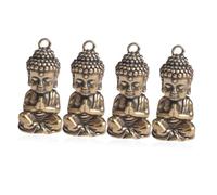 Veemoon 4 Pièces Porte-clés Bouddha Laiton Antique Breloques Créatives DIY Figurines Rétro Décoratives et Accessoires Artisanaux