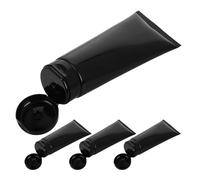 Veemoon 4 Pièces Tubes Cosmétiques Rechargeables Noirs avec Finition Brillante Élégante 200ml en Pe pour Shampooing et Gel, pour Routines Nomades et Salle de Sport