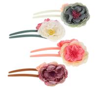 Veemoon 4 Pièces U-shaped French Hair Pins Rose Flower Dry Floral Hair Forks Lightweight Traditional Bun Holders et Filles Accessoires Vintage pour Chignons Élégants