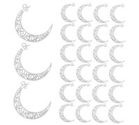Veemoon 40pièces Breloques Lune et Croissant pour Création Bijoux Pendentifs Alliage Zinc Ronds Creux Breloques Pendantes Vintage