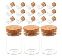 Veemoon 48 Mini Bouteilles en Verre Borosilicate 30x40 Mm avec Bouchons en Liège Bocaux à Sortilèges Transparents pour Décoration Mariage, Rangement Maison et Loisirs Créatifs