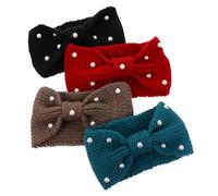 Veemoon 4pcs Bandeaux Tricotés pour Femmes Nœud Élégant en Laine Extensible, Gardent Chaud, Élégants pour Ski et Luge en Hiver