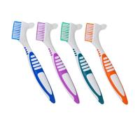 Veemoon 4pcs Brosse à Dents pour Prothèse Double Face à Poils Multicouches Manche Large Antidérapant Facile à Utiliser pour Nettoyage des Dentiers