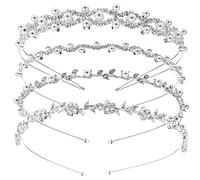 Veemoon 4pièces Bandes De Tête De Mariée Strass Et Perles Set Pour Mariage Et Occasions Spéciales