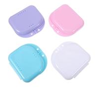 Veemoon 4pièces Boîte pour Prothèse Dentaire avec Aération Étui de Voyage Compact et Léger pour Appareil de Contention Boîte de Rangement pour Prothèse Partielle