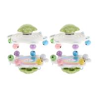 Veemoon 4pièces Jouets Perroquet Mâcher Rotatifs Toupie Interactive Hochet Clochettes Roue Suspendue Perruches Calopsittes Oiseaux Cage Enrichissement