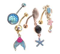 Veemoon 4pièces Piercings Pour Nombril Avec Design Tortue Fleur Et Accessoires De Bijoux De Élégants