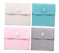 Veemoon 4pièces Pochette à Bijoux avec Bouton-Pression Style Enveloppe pour Colliers Bracelets Boucles Oreilles Flanelle Douce pour Ranger Et Transporter Facilement