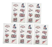 Veemoon 5 ensembles Autocollants Tatouage Temporaire Visage Drapeau Royaume-uni Pour Fans Football Supporters