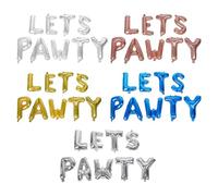 Veemoon 5 Kits de Ballons Lettres « Lets Pawty » pour Fête d'Anniversaire d'Animaux Ballons Aluminium Multicolores Décorations pour Chiens et Chats Accessoires Fête Anniversaire