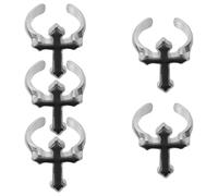 Veemoon 5 Pièces Bague Croix Gothique Réglable en Alliage, Style Vintage | Tenues Décontractées et Soirées, Finition Solide, Confort Quotidien, Idée Pâques, Anneau Ouvert