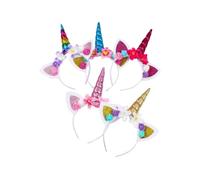Veemoon 5 pièces Bandeau Fille Design Licorne Accessoires de Fête Colorés Jaune Bleu Rose Rouge Rosé pour Cosplay et Performances Garçon Fille