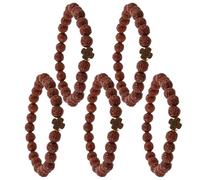 Veemoon 5 Pièces Bracelet Croix Chrétienne en Perles Imitation Bois, Léger et Confortable, Style Naturel Rustique, pour Prières et Occasions Dévotionnelles, Unisexe
