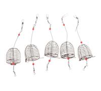 Veemoon 5 Pièces Cage à Appâts de Pêche en Acier Inoxydable, Rouge, | Lançons et Éperlans, Structure Soudée Robuste, Couvercle à Ressort, Léger et Portable