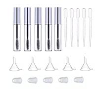 Veemoon 5 Pièces Kit Tubes Mascara Vides avec Brosse Cils Entonnoirs Plastiques Transparents et Pipettes pour Huiles Essentielles et DIY Cosmétique