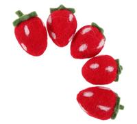 Veemoon 5 Pièces Ornements Fraises Feutre DIY Kit de Feutrage à Aiguille Décorations pour Fête Anniversaire et Scrapbooking Décor Maison