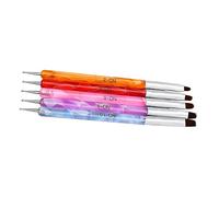 Veemoon 5 Pièces Pinceaux Nail Art Double Embout Stylo Manucure Brosse et Pointe Bille pour Peinture et Dotting Ongles Professionnel et Personnel