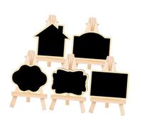 Veemoon 5 pièces Tableaux Noirs Décoratifs avec Chevalet Bois Ardoises Ménagères Polyvalentes pour Message Menu Fêtes et Décoration de Table