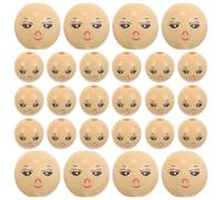 Veemoon 50 Perles en Bois Rondes Visage Souriant pour Loisirs Créatifs DIY, Faciles à Enfiler, 0,86 Pouce, Lot de 50 Pièces, pour Fabrication de Bijoux
