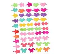 Veemoon 50 pièces Barrettes Colorées Plastique pour Filles Accessoires de Cheveux Décoratifs avec Cœurs Fleurs de Nœuds et pour Personnaliser Vos Tenues