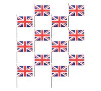 Veemoon 50 Pièces Petits Drapeaux du Royaume-uni, Drapeaux Union Jack Portatifs en Polyester et Plastique, Légers, Réutilisables, Faciles à Transporter, pour Club Sportif et Parade
