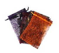 Veemoon 50 Pièces Sachets Organza Halloween Petit Sachet Bonbon avec Motif Toile Araignée Pochette Cadeau pour Fête Anniversaire et Distribution de