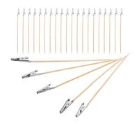 Veemoon 50 Pinces Crocodiles en Bois avec Bâtonnet, Porte-mémos Compact pour Aérographe et Peinture de Maquettes, Accessoires Bureau Multifonctions pour Photos, Étiquettes et Organisation