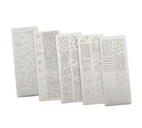 Veemoon 5pièces Plaques Nail Art Manucure Stencils Pochoirs Estampage Ongles Reutilisables Kit Tamponnage Ongles Varié Pour Femmes Et Filles Diy Motifs Été Animaux Et Océan