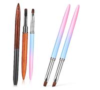 Veemoon 5pièces Set De Pinceaux Manucure Nail Pen Avec Têtes Rondes Plates Et Angulaires Poignée Bois Et Plastique Brosse Douce Résistante Au Dissolvant Pour Nettoyage Vernis Et Dessin Ong
